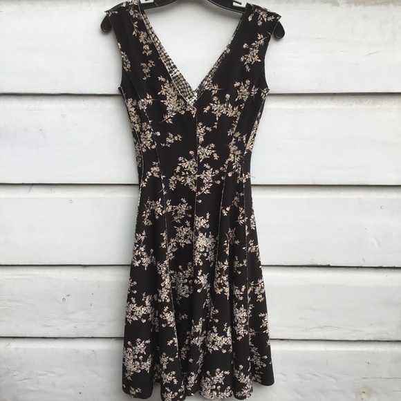 Norma Kamali reversible flared Grace knee length dress python print/flowers XS - Picture 3 of 12